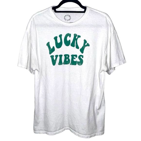 Revolutions 33 Other - Revolutions 33 100% Cotton Crew Neck 'Lucky Vibes' Graphic T-Shirt White L